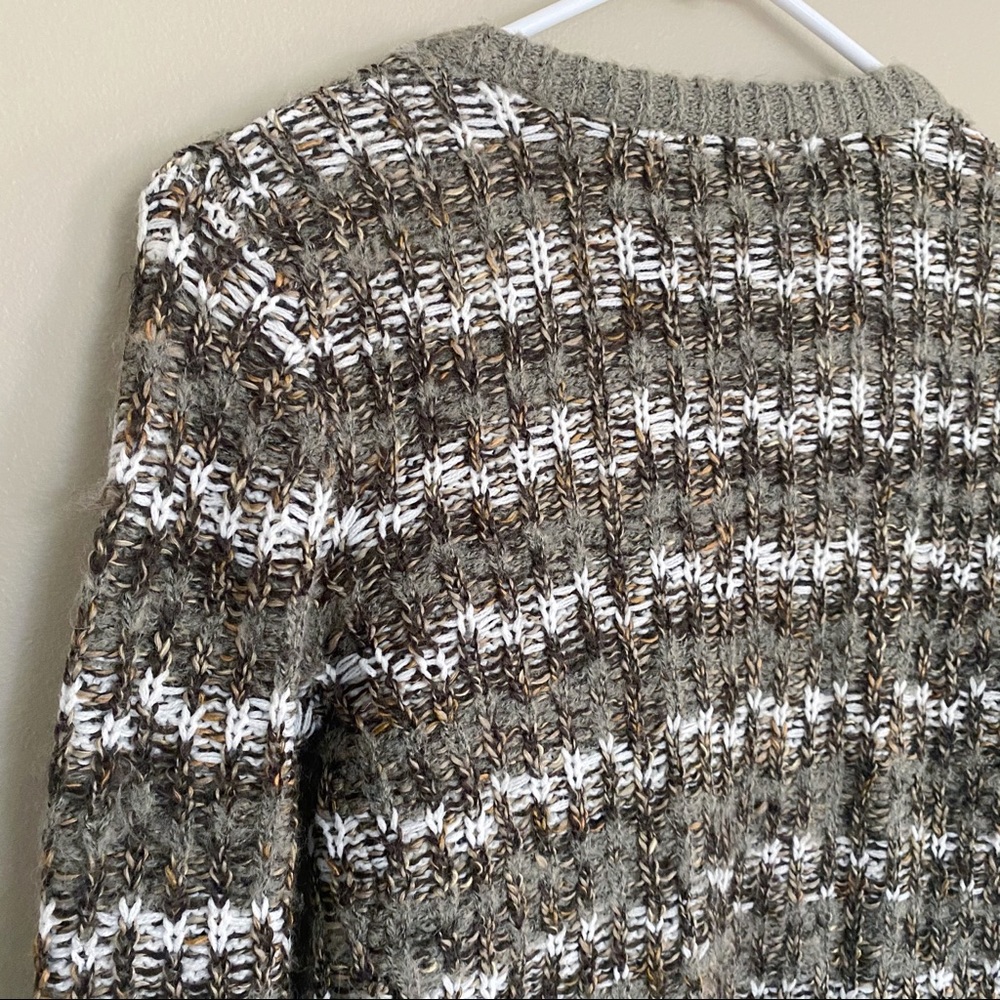 BKE striped knit wool alpaca button sweater brown - Picture 4 of 6
